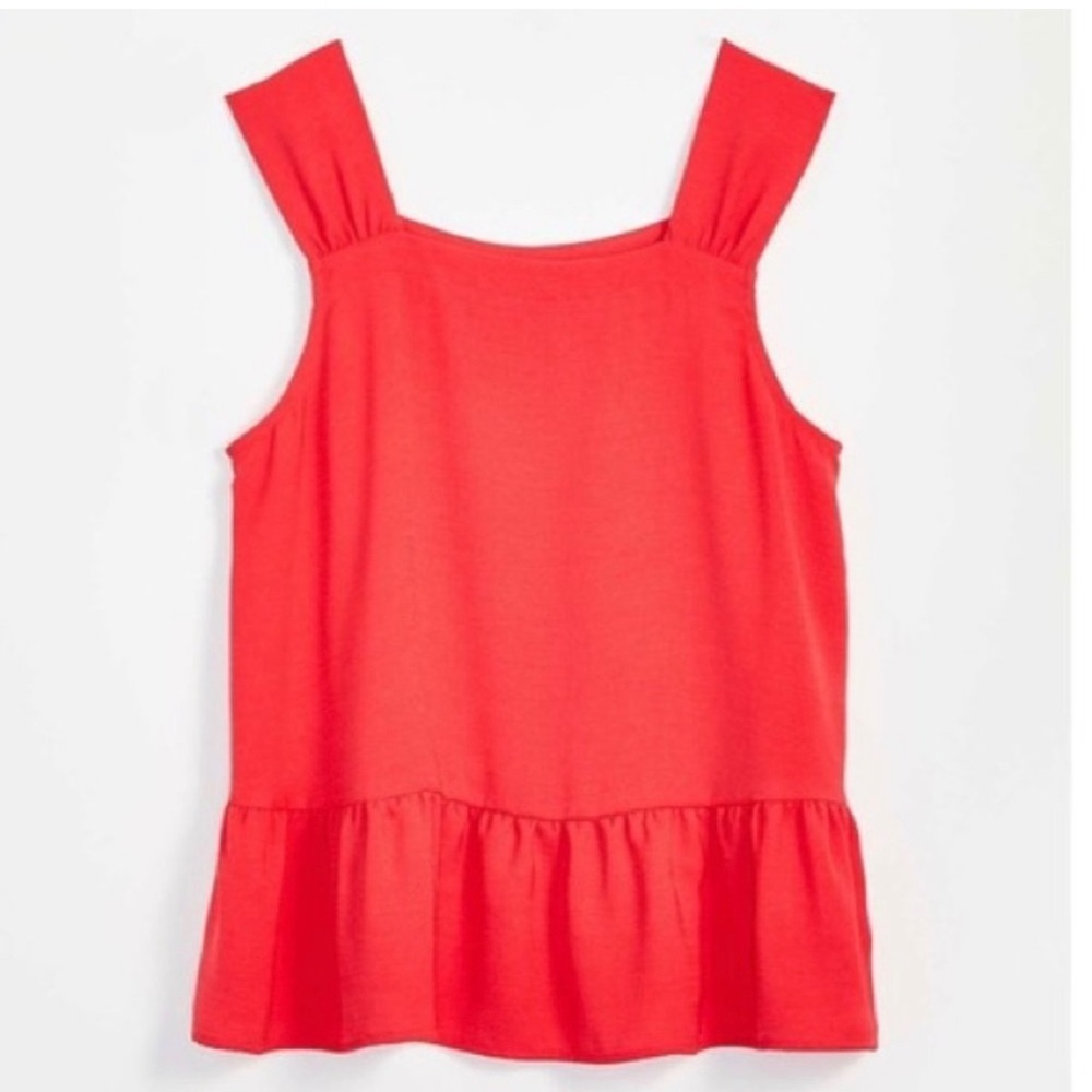 Loft coral square neck peplum top